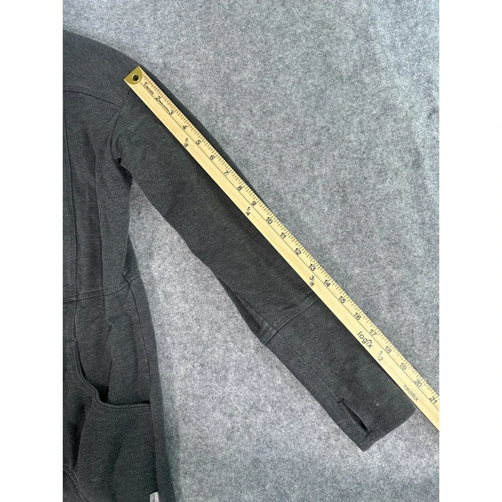 Eddie Bauer Open‎ Front Cardigan Small Gray Fleece Lined Thumbholes